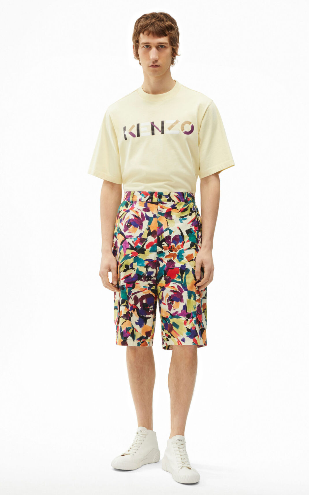 Kenzo Archive Floral cargo Moška Kratke Hlače Olive SI-4421856